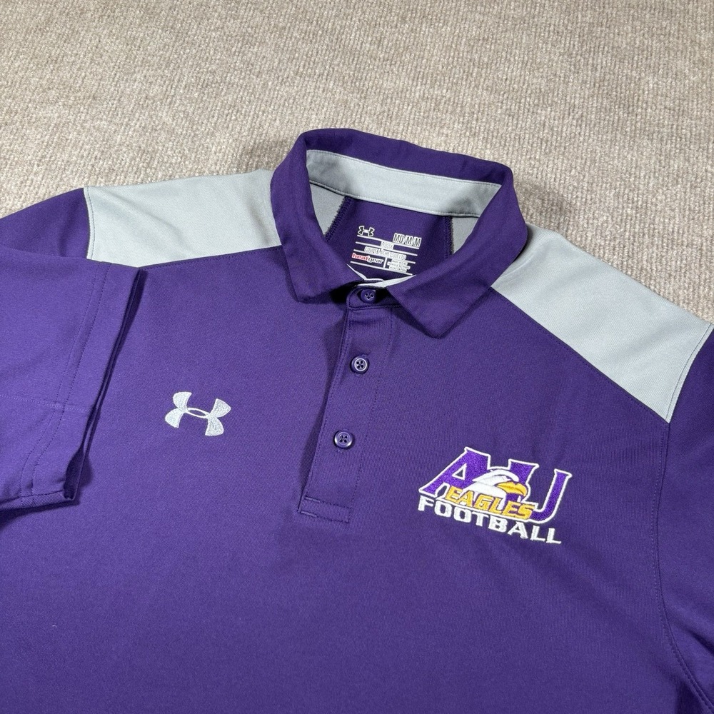 Under Armour Ashland University Eagles Polo Shirt Mens M Purple Colorblock Golf